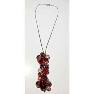 Indie design Deep Red Beads Drop Necklace Eclectic Charms Stylish Unique Classic